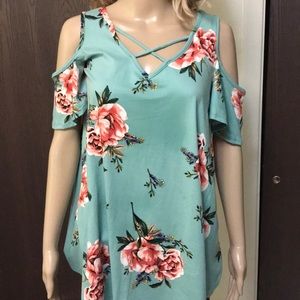 floral cold shoulder top